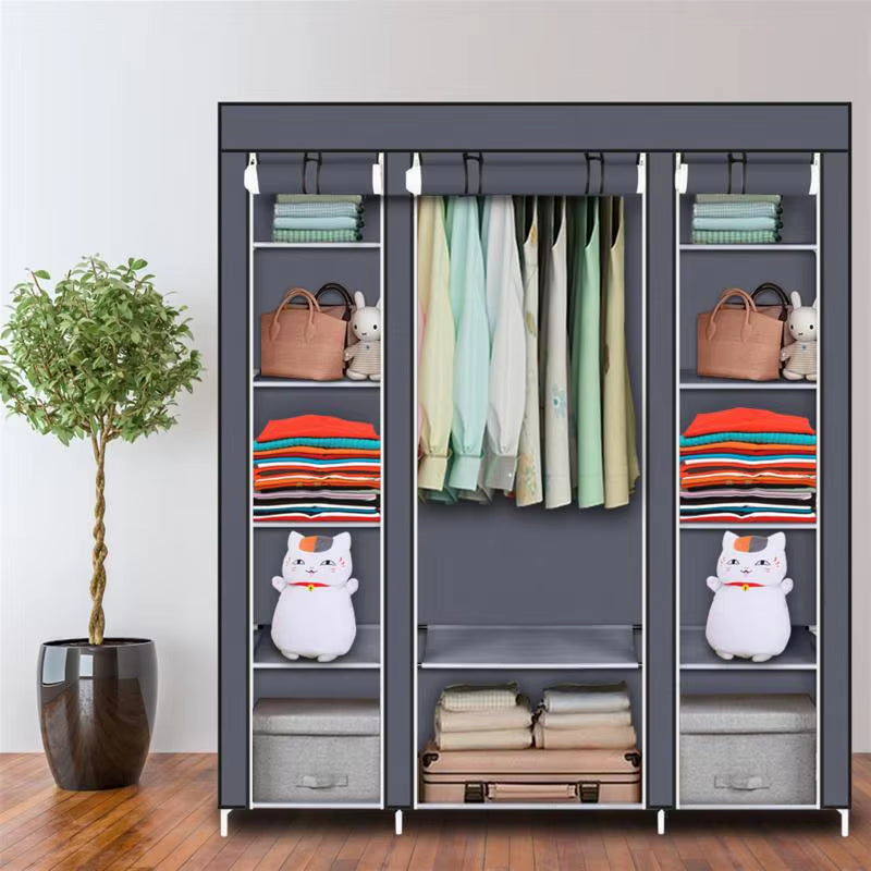 Foldable Wardrobe Closet Organizer for Bedroom Clothes Storage with Shelves