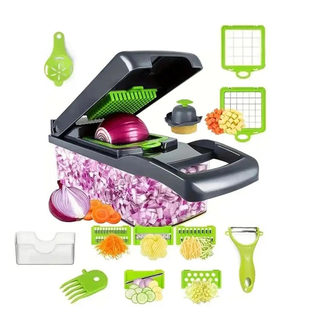 14/16-in-1 Multifunctional Vegetable Chopper and Onion Cutter with Container