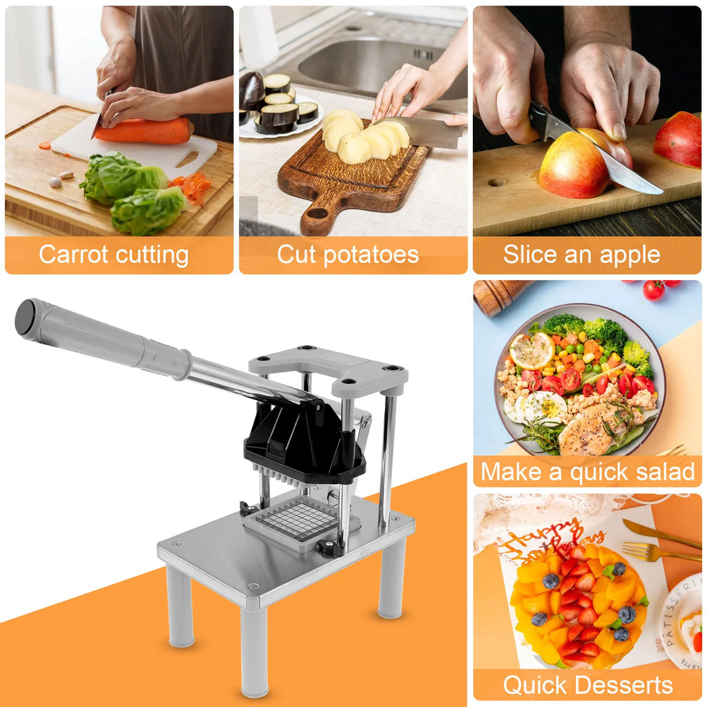 Commercial Vegetable and Fruit Chopper French Fry Cutter with Stainless Steel Blades