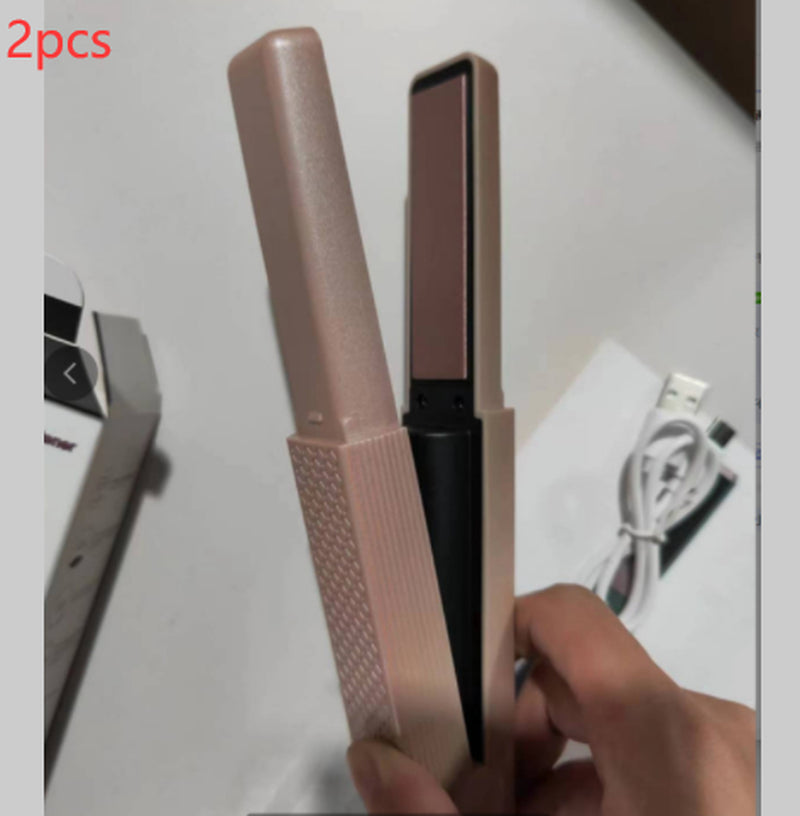 Cordless USB Hair Straightener, Mini Portable Flat Iron for Travel, Quick Heating Hair Styling Tool