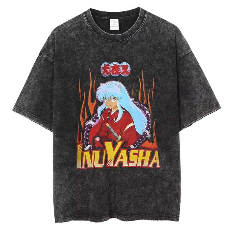 Anime Graphic Vintage Cotton T-Shirt – Unisex Streetwear Tee