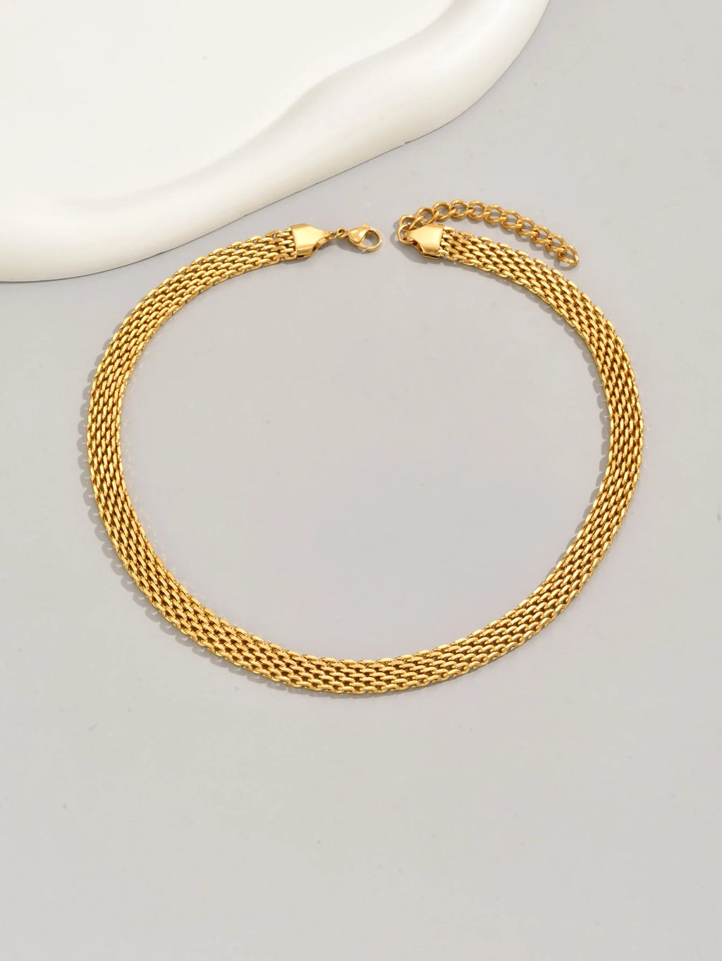 18K Gold Plated Chunky Mesh Chain Necklace