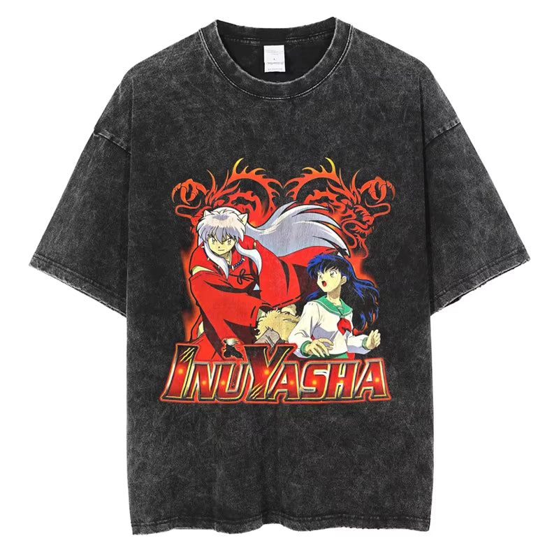 Anime Graphic Vintage Cotton T-Shirt – Unisex Streetwear Tee