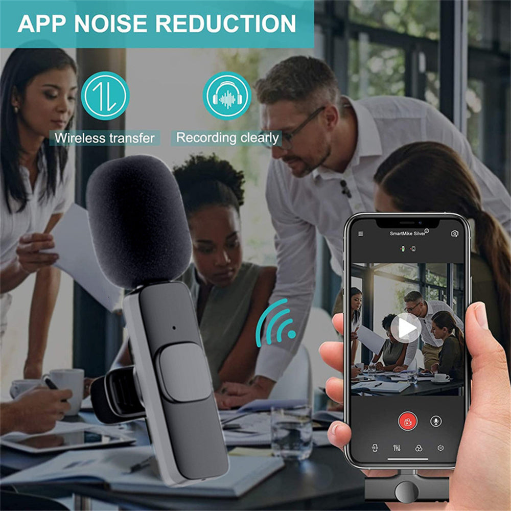 Wireless Lavalier Microphone for Audio & Video Recording, Portable Clip-On Mic for Smartphones & Cameras