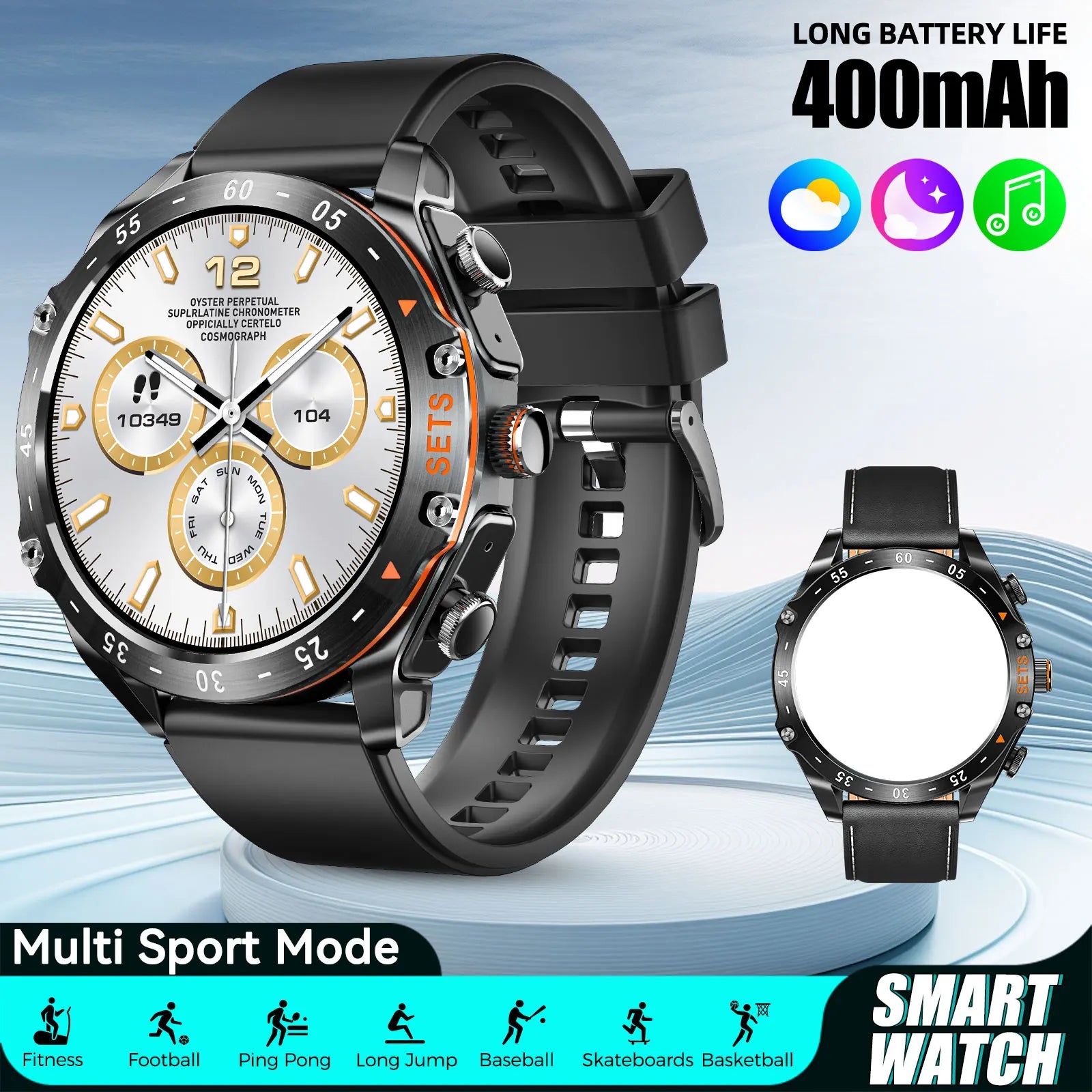Smart Watch for Men with Earbuds, Fitness Tracker, Heart Rate Monitor, Waterproof, Sports Modes