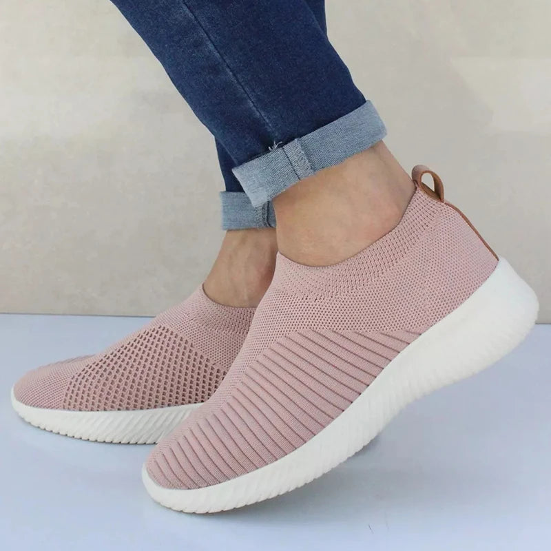 Women’s Flat Sneakers – Lightweight Breathable Slip-On Casual Shoes