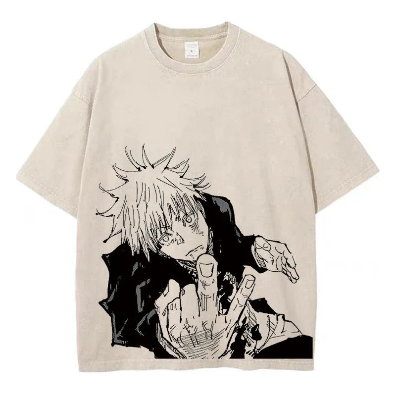 Retro Anime Graphic Cotton T-Shirt – Unisex Summer Streetwear Tee