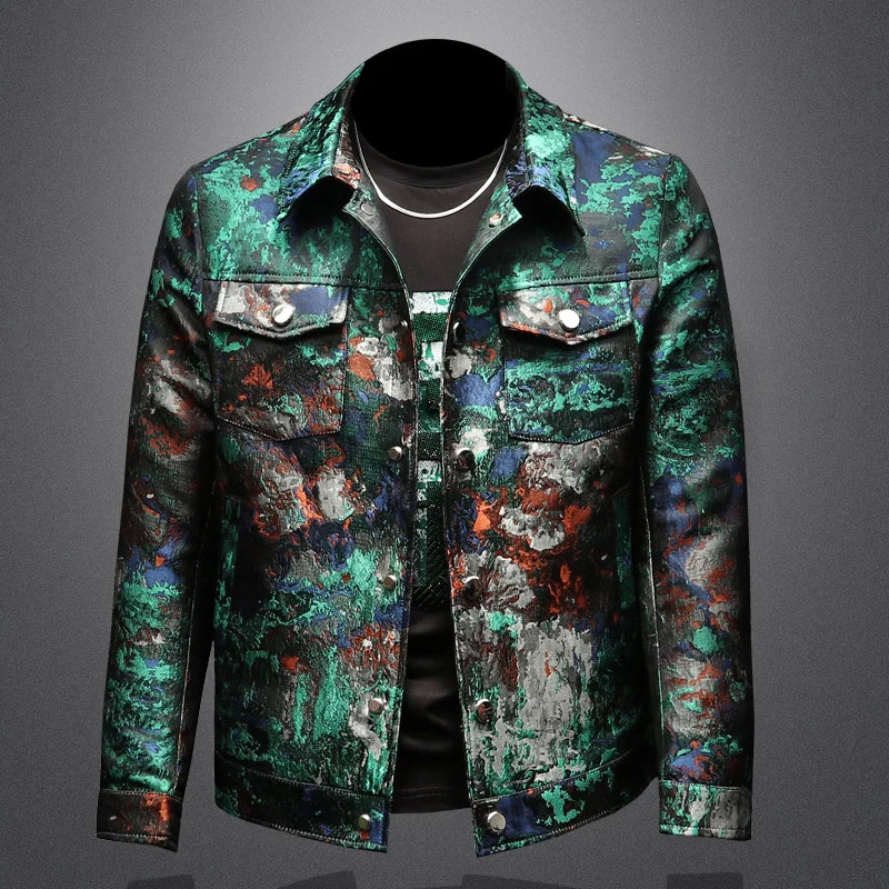 2025 Spring Vintage Jacquard Jacket – Men's Luxury Casual Bomber Jacket