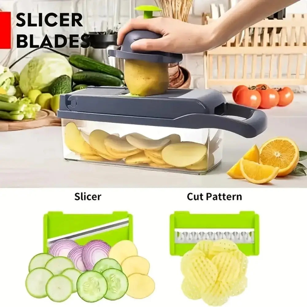 14/16-in-1 Multifunctional Vegetable Chopper and Onion Cutter with Container