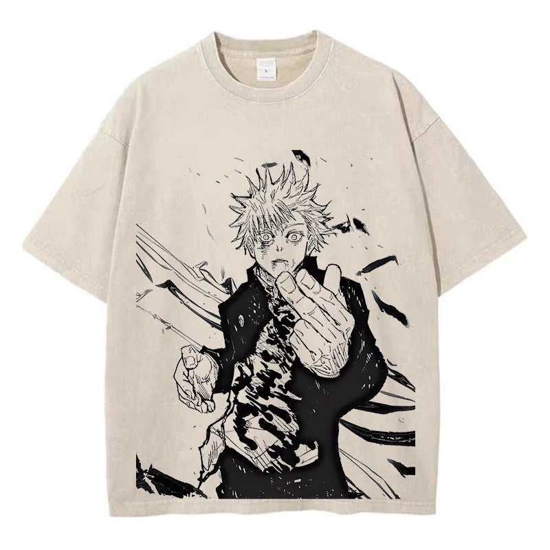 Retro Anime Graphic Cotton T-Shirt – Unisex Summer Streetwear Tee