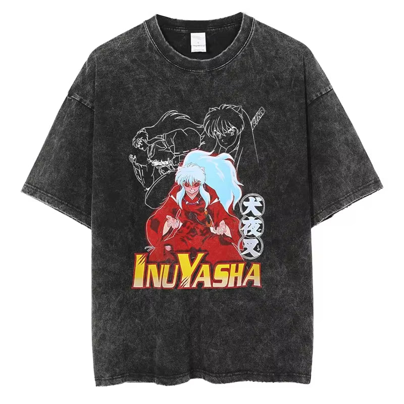 Anime Graphic Vintage Cotton T-Shirt – Unisex Streetwear Tee