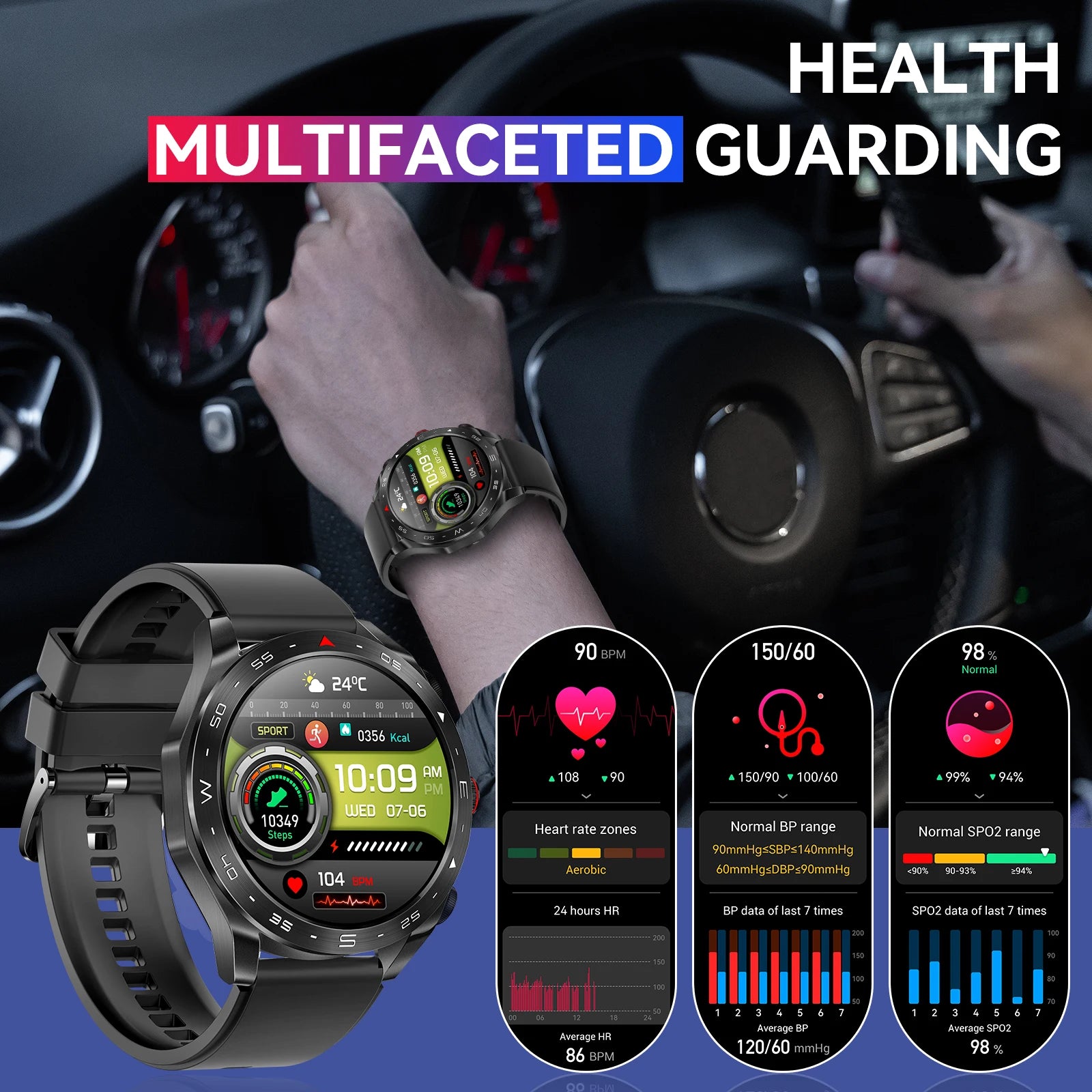 Smart Watch for Men with Earbuds, Fitness Tracker, Heart Rate Monitor, Waterproof, Sports Modes