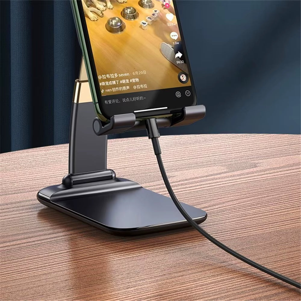 Foldable ABS Desktop Phone Stand for iPad, iPhone, and Smartphones