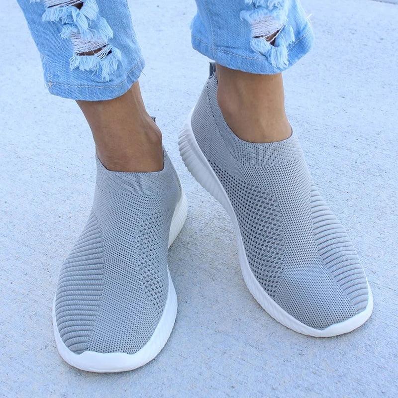 Women’s Flat Sneakers – Lightweight Breathable Slip-On Casual Shoes
