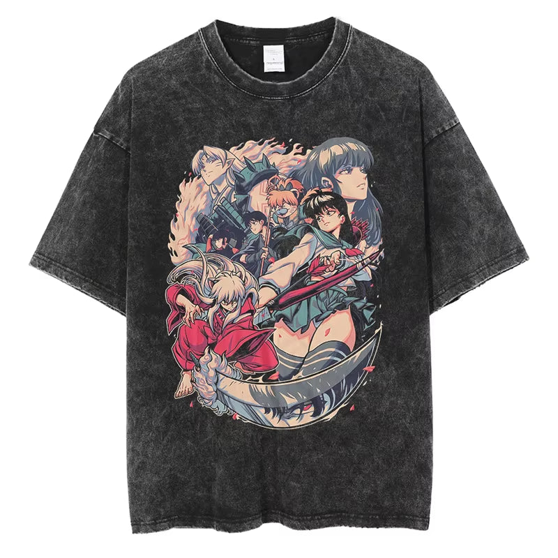 Anime Graphic Vintage Cotton T-Shirt – Unisex Streetwear Tee