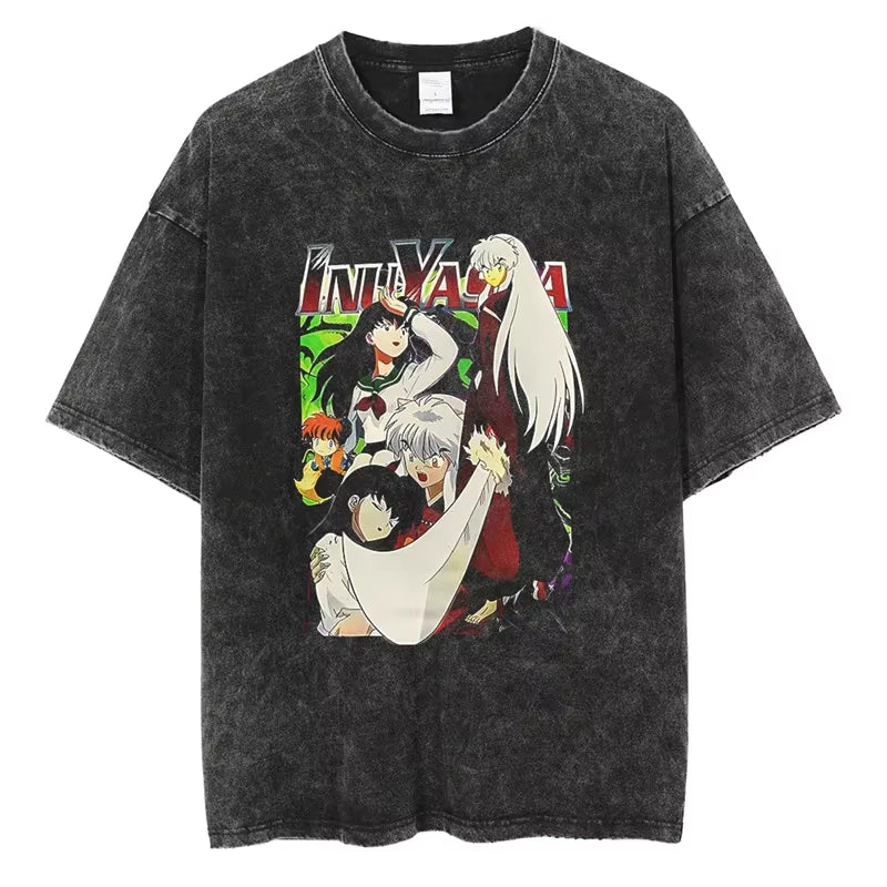 Anime Graphic Vintage Cotton T-Shirt – Unisex Streetwear Tee