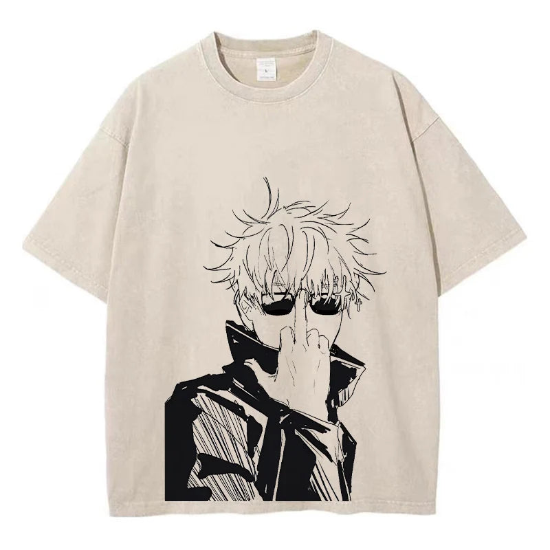 Retro Anime Graphic Cotton T-Shirt – Unisex Summer Streetwear Tee