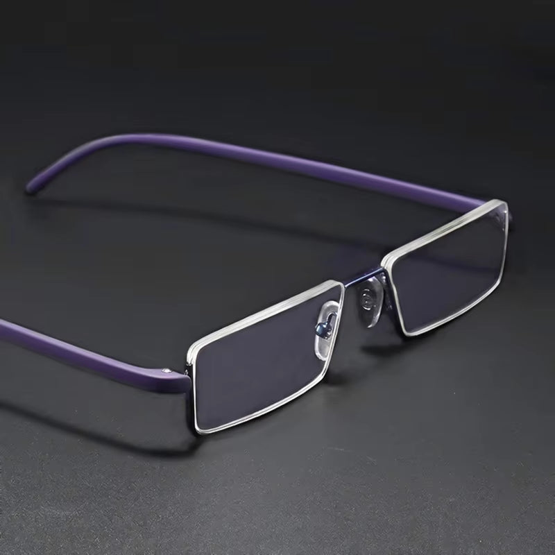 Metal Anti-Blue Light Reading Glasses Men Half Frame Eyewear