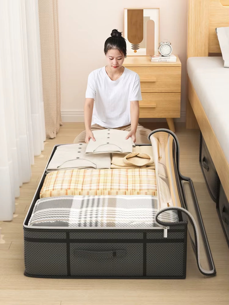 Large Foldable Clothes Storage Bag for Under Bed, Quilt and Blanket Organizer