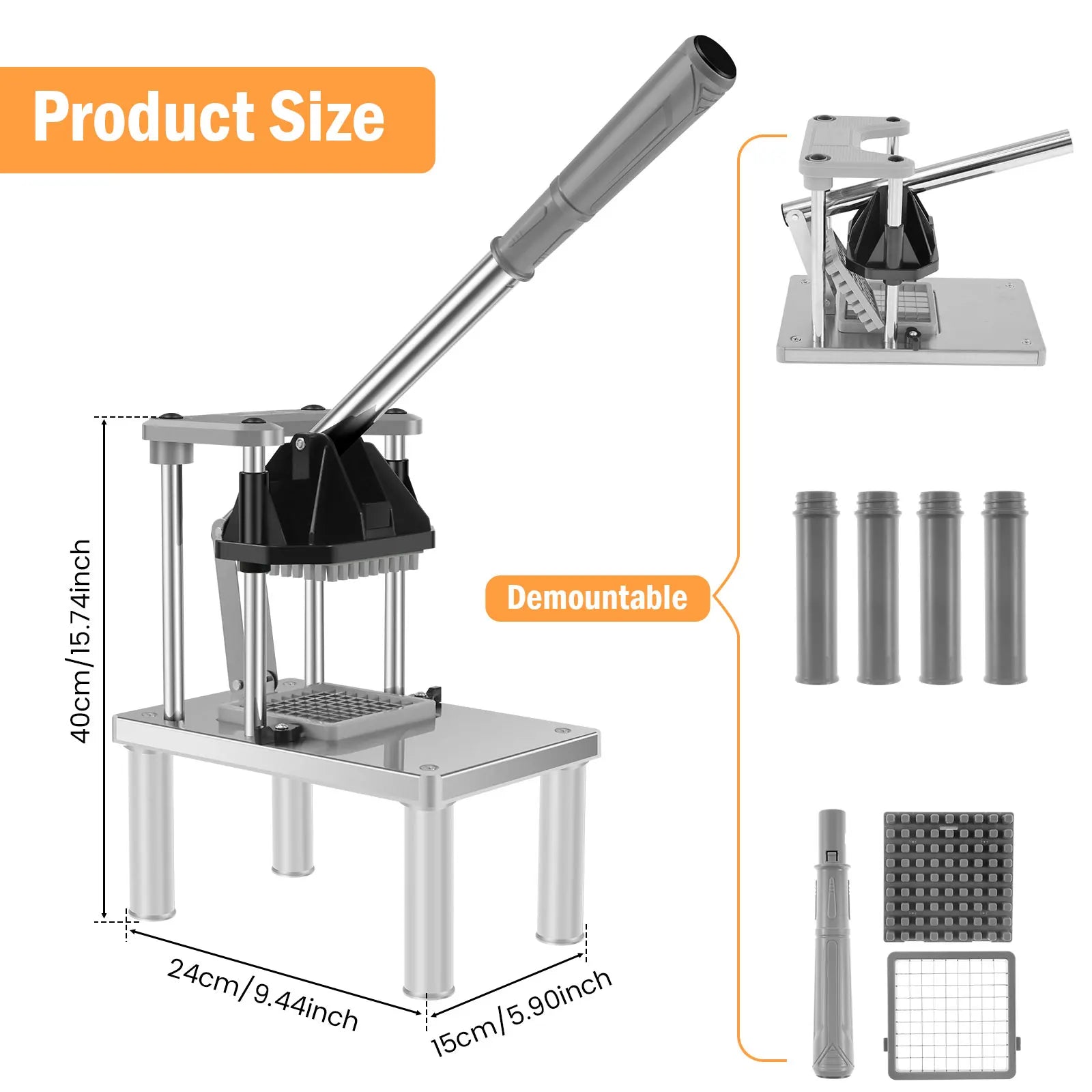 Commercial Vegetable and Fruit Chopper French Fry Cutter with Stainless Steel Blades
