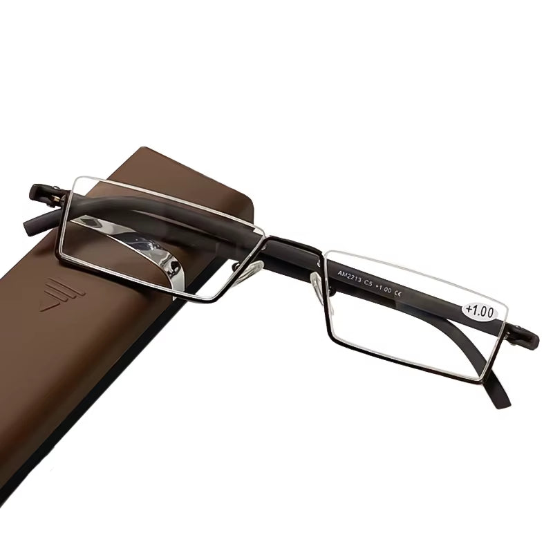 Metal Anti-Blue Light Reading Glasses Men Half Frame Eyewear