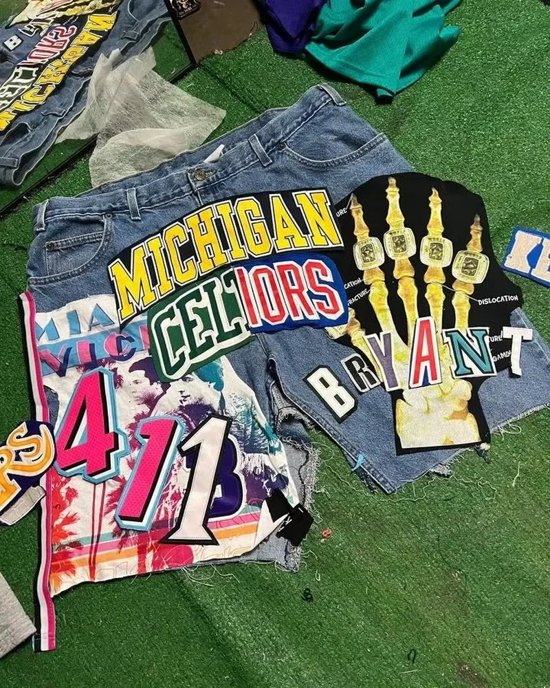 American Retro Denim Shorts Y2K | Unisex Hip Hop Baggy Style