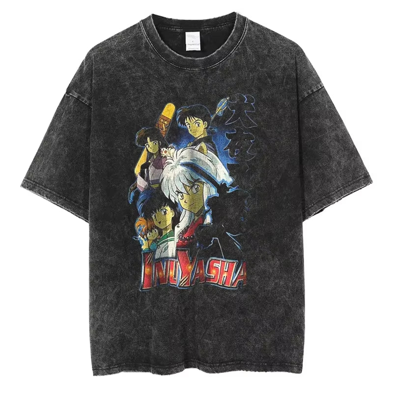 Anime Graphic Vintage Cotton T-Shirt – Unisex Streetwear Tee