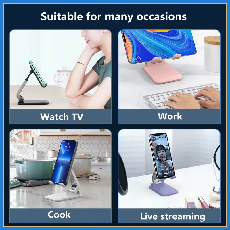 Foldable ABS Desktop Phone Stand for iPad, iPhone, and Smartphones