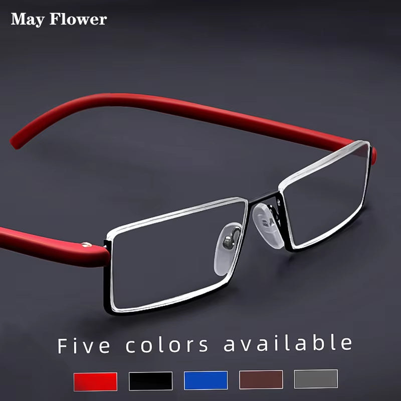 Metal Anti-Blue Light Reading Glasses Men Half Frame Eyewear