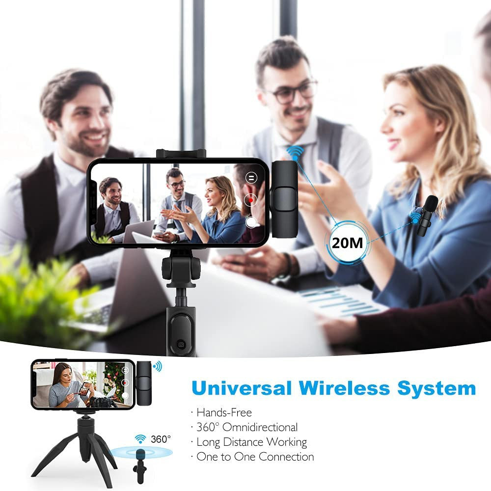 Wireless Lavalier Microphone for Audio & Video Recording, Portable Clip-On Mic for Smartphones & Cameras