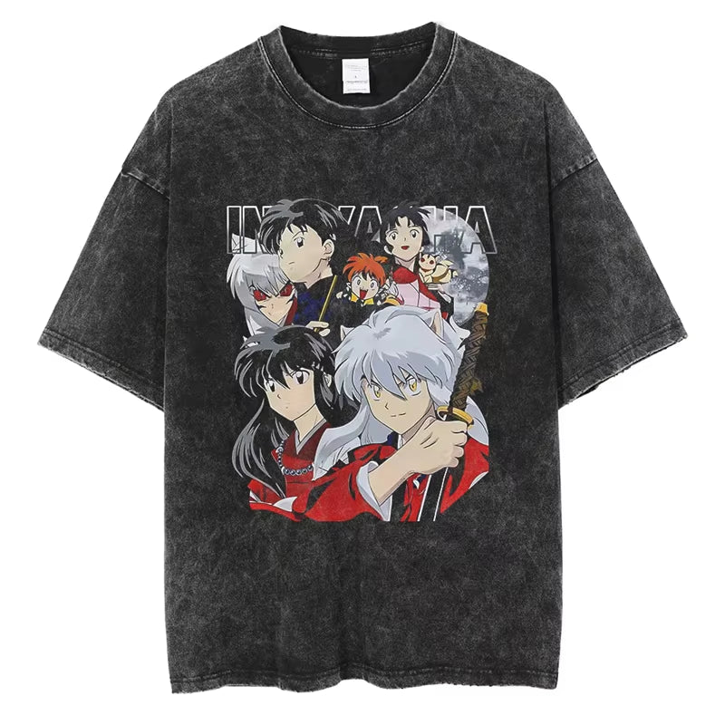 Anime Graphic Vintage Cotton T-Shirt – Unisex Streetwear Tee