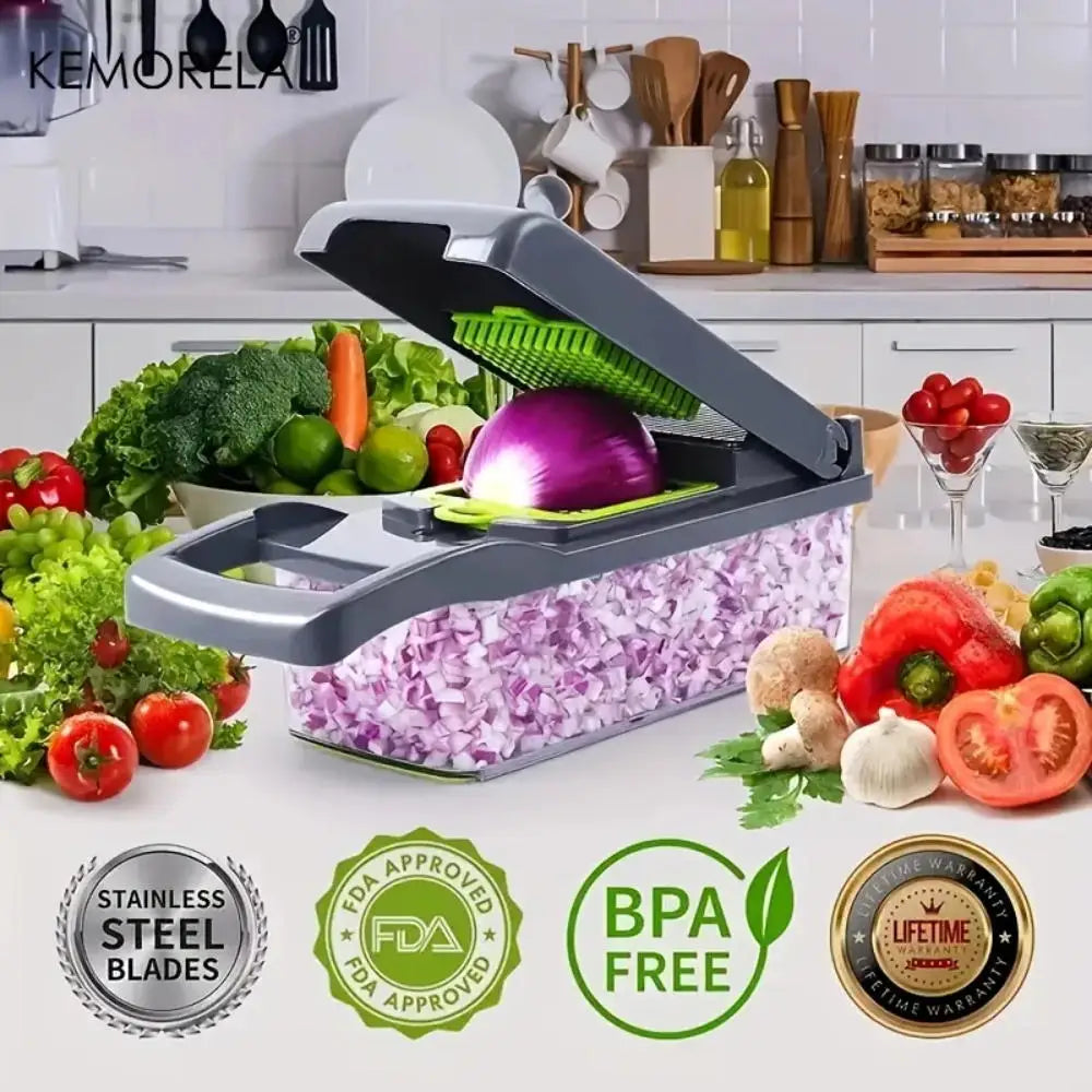 14/16-in-1 Multifunctional Vegetable Chopper and Onion Cutter with Container