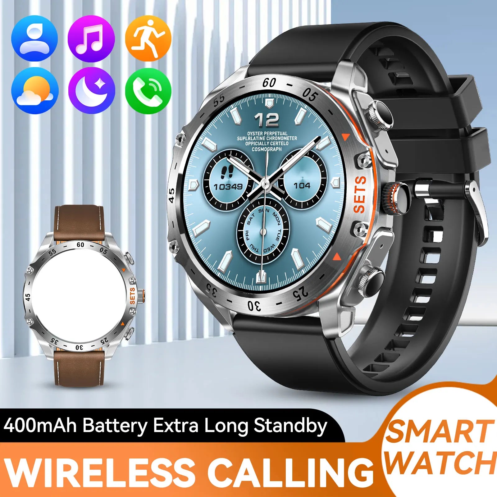 Smart Watch for Men with Earbuds, Fitness Tracker, Heart Rate Monitor, Waterproof, Sports Modes