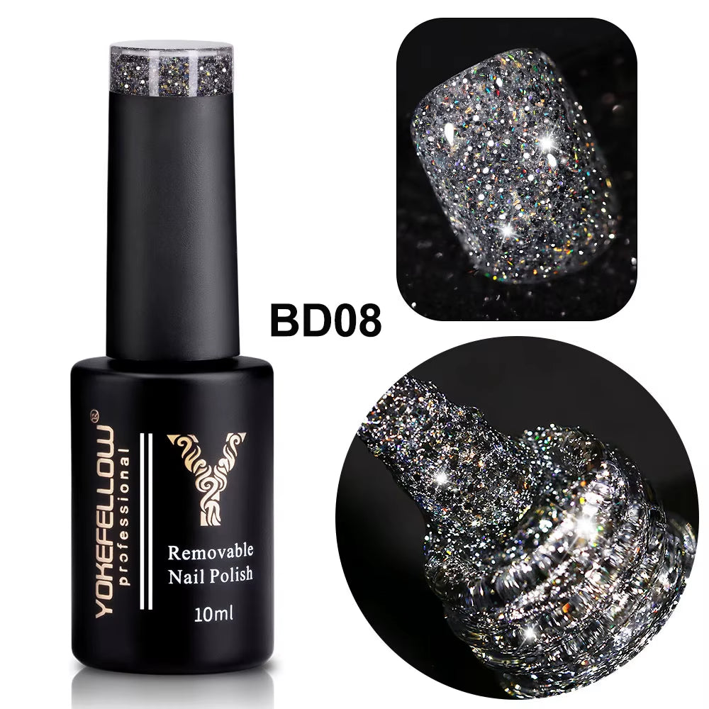 Reflective Glitter Gel Nail Polish – 10ml Sparkly UV LED Nail Art Gel