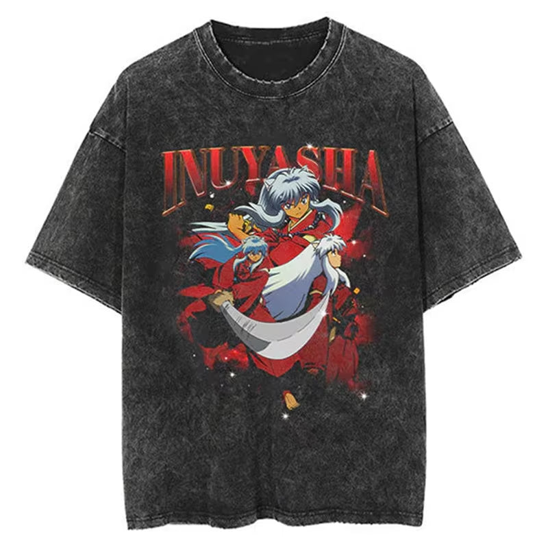Anime Graphic Vintage Cotton T-Shirt – Unisex Streetwear Tee
