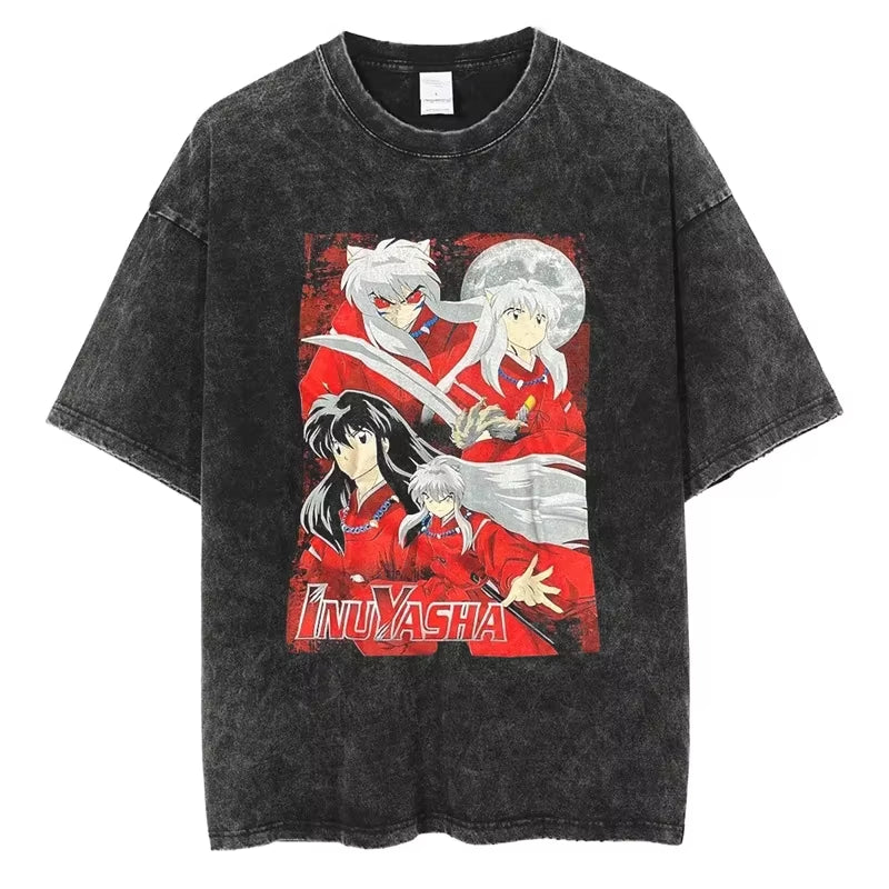 Anime Graphic Vintage Cotton T-Shirt – Unisex Streetwear Tee