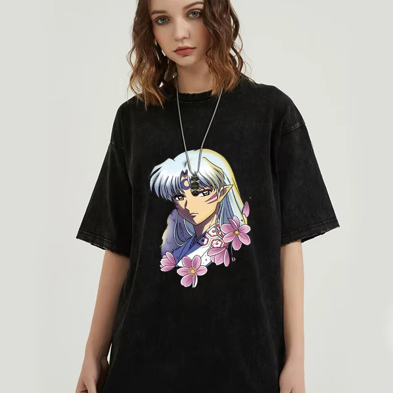 Anime Graphic Vintage Cotton T-Shirt – Unisex Streetwear Tee
